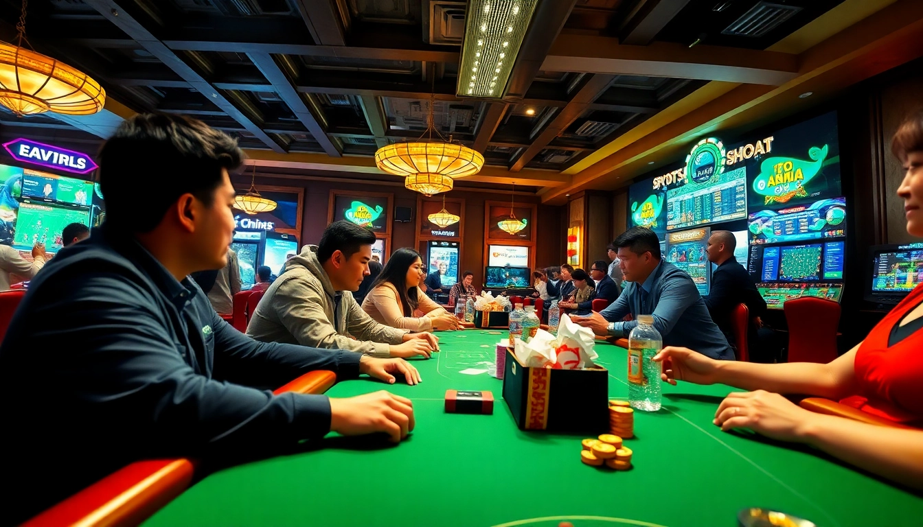 Exciting online gambling experience with tk88win.live players enjoying games like poker and sports betting.