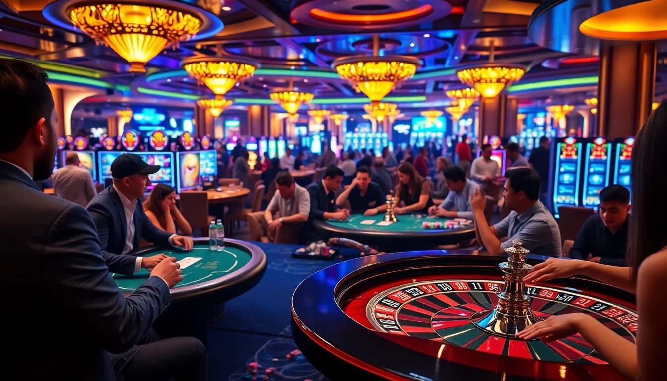 Engaged players enjoying a luxurious casino experience at https://c168.ltd/, with vibrant lights and action.